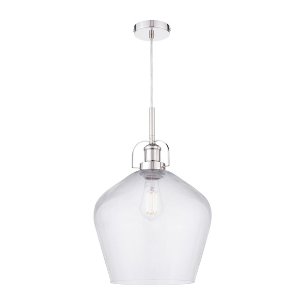 (image for) Laura Ashley Rye Pendant Polished Nickel Smoked Glass